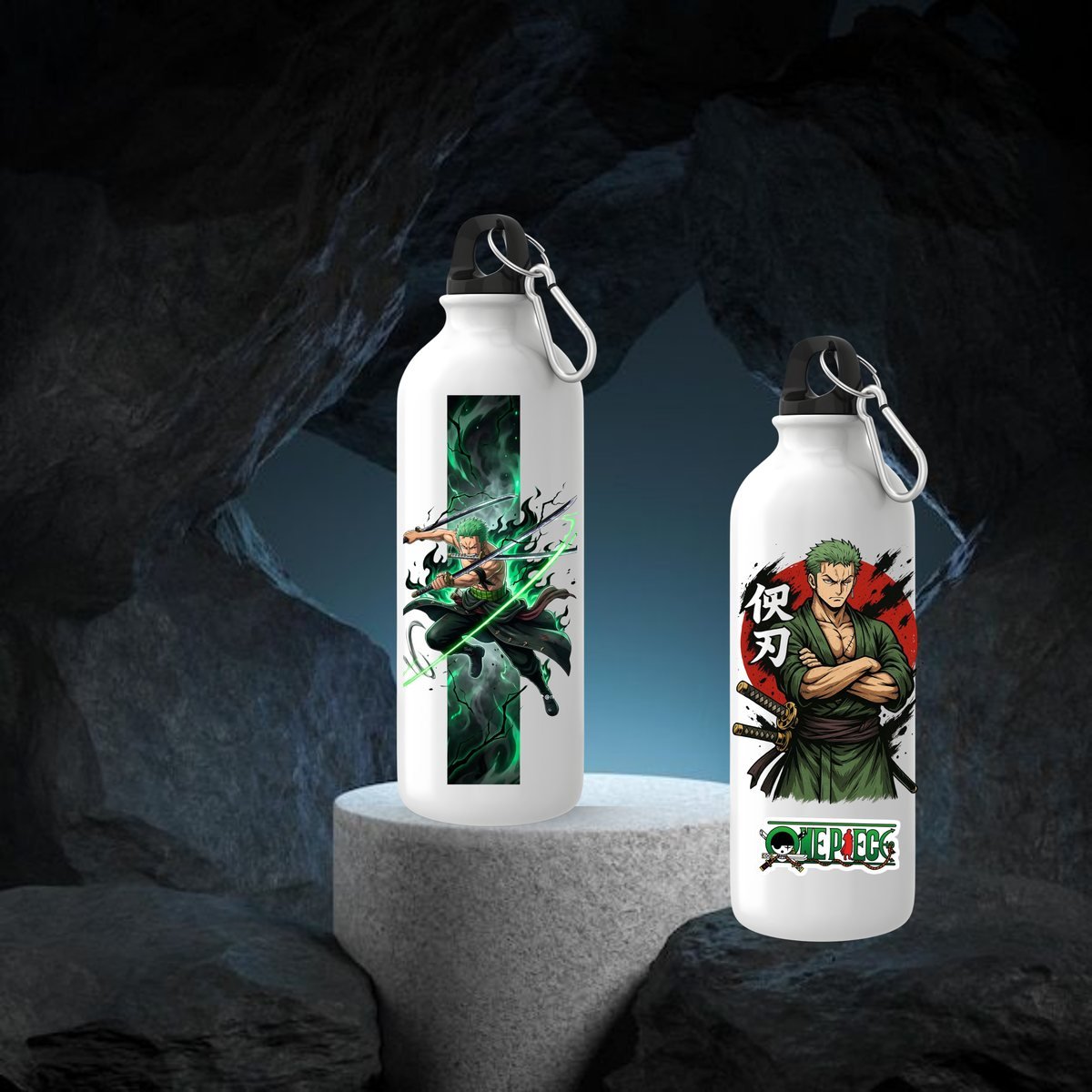 Zoro Green Slash and Kanji Aluminium Sports Bottle, 750ml