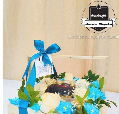 Blue Floral Gift Crate