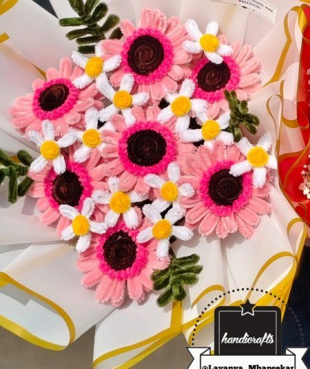 Handmade Pink Sunflower Bouquet