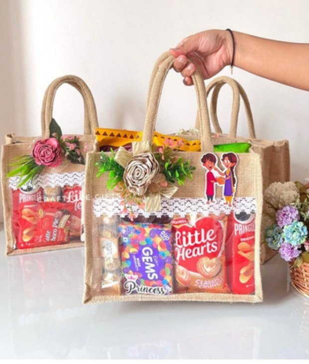 Jute Snack Hamper Bag - Medium (8x10 in)