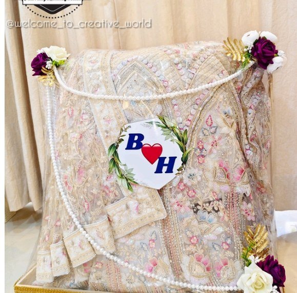 Lehenga Trousseau Packing - Ivory Floral
