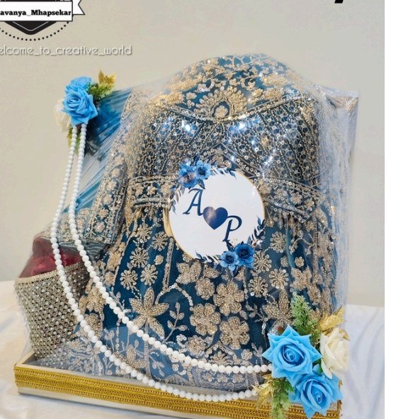 Lehenga Trousseau Packing - Teal Blue — custom printed, Xeflux Margao